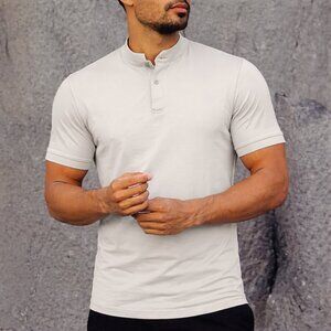 Mantra Catalyst Short Sleeve Henley Signature Polo Shirt Off White Birch XL